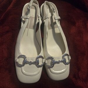 Dolce Vita White Leather Women's Shoes with Silver Accents